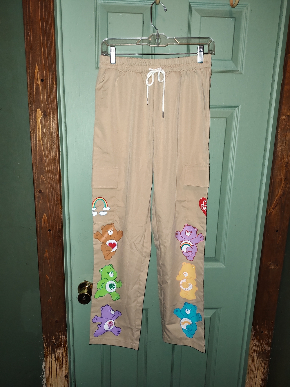 Care Bears Beige Cargo Pants with Colorful Bear Prints